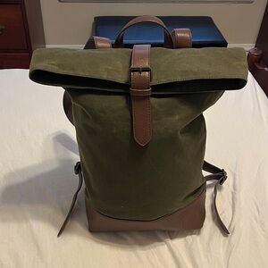 Banana Republic Army Green Canvas Ruck Sack Backpack